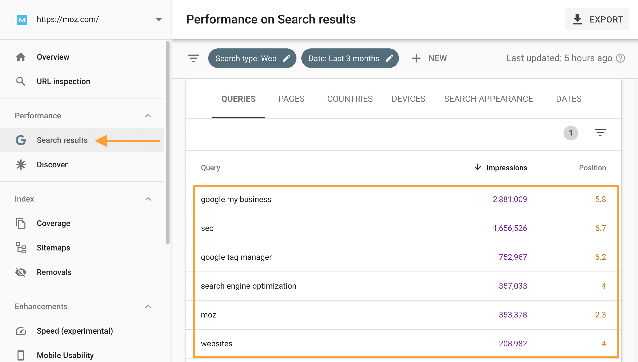 Seed keywords via Search Console