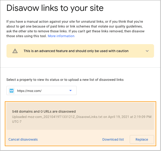 Disavow Links File