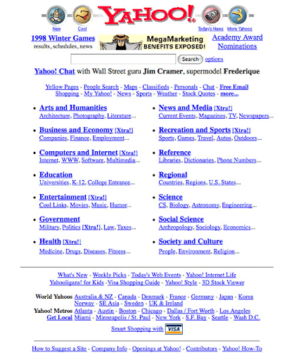 Late 90's Yahoo web portal